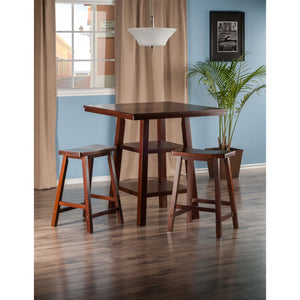 Winsome Wood Orlando 3-piece High Table Set With Saddle Seat Stools, Walnut - Stylish Storage For Dining & Work Walnut Solid ,Composite Wood 94308-winsome-wood