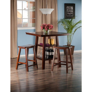 Winsome Wood Orlando 3-piece High Table Set With Saddle Seat Stools, Walnut - Stylish Storage For Dining & Work Walnut Solid ,Composite Wood 94308-winsome-wood