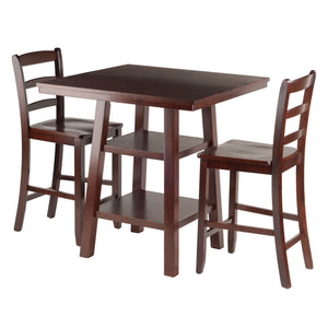 Winsome Wood Orlando 3-piece High Table Set With Ladder-back Stools, Walnut Finish - Stylish & Functional Design Walnut Solid ,Composite Wood 94312-winsome-wood