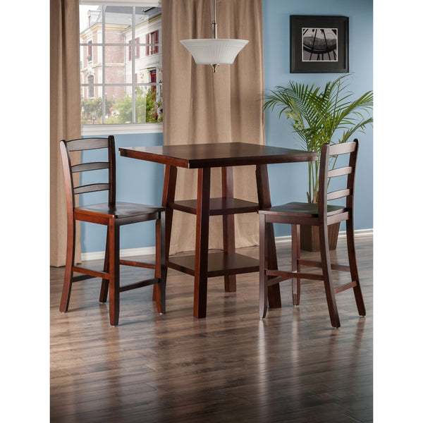 Winsome Wood Orlando 3-piece High Table Set With Ladder-back Stools, Walnut Finish - Stylish & Functional Design Walnut Solid ,Composite Wood 94312-winsome-wood