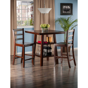 Winsome Wood Orlando 3-piece High Table Set With Ladder-back Stools, Walnut Finish - Stylish & Functional Design Walnut Solid ,Composite Wood 94312-winsome-wood