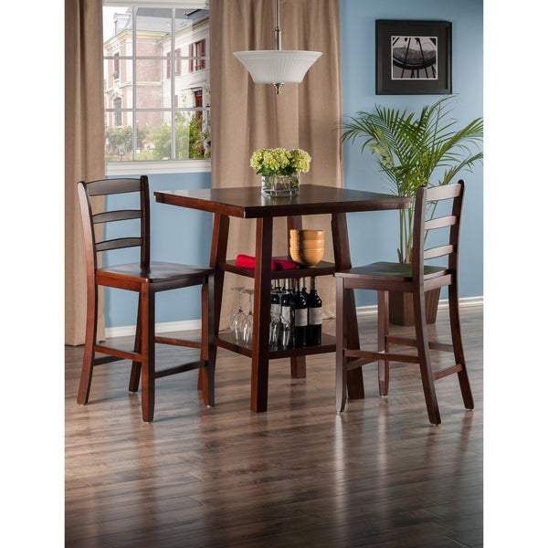 Winsome Wood Orlando 3-piece High Table Set With Ladder-back Stools, Walnut Finish - Stylish & Functional Design Walnut Solid ,Composite Wood 94312-winsome-wood