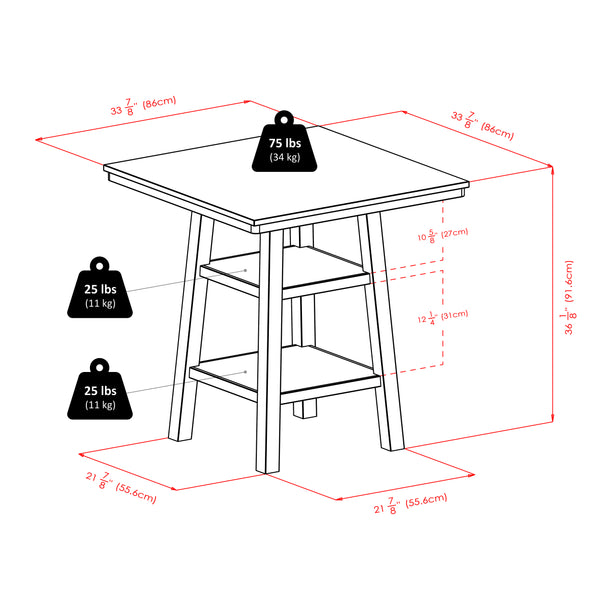 Winsome Wood Orlando 3-piece High Table Set With Ladder-back Stools, Walnut Finish - Stylish & Functional Design Walnut Solid ,Composite Wood 94312-winsome-wood