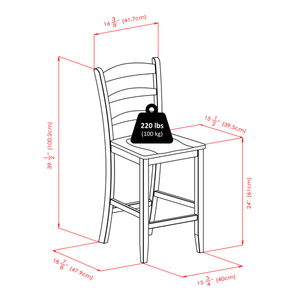 Winsome Wood Orlando 3-piece High Table Set With Ladder-back Stools, Walnut Finish - Stylish & Functional Design Walnut Solid ,Composite Wood 94312-winsome-wood