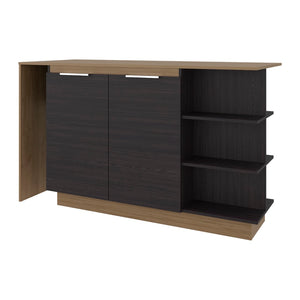 English Elm Dwight Two-tone Kitchen Bar Counter with Open Shelves and Concealed Cabinet Storage B097S00253