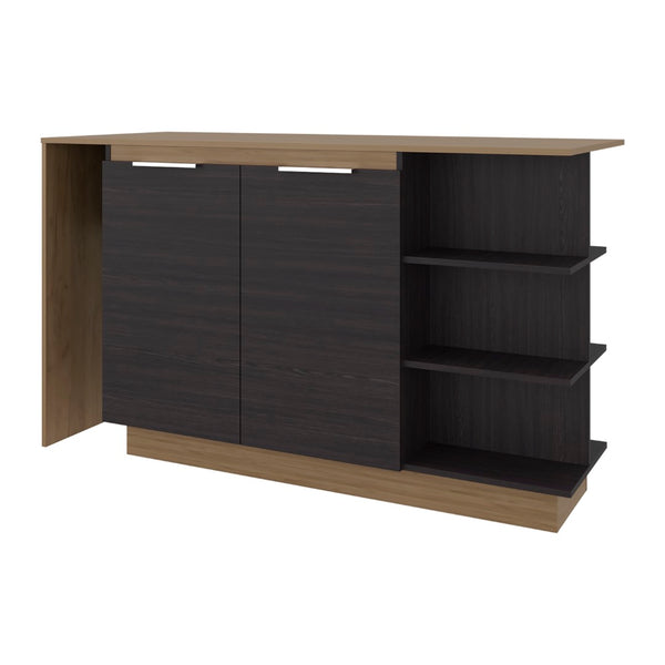 English Elm Dwight Two-tone Kitchen Bar Counter with Open Shelves and Concealed Cabinet Storage B097S00253