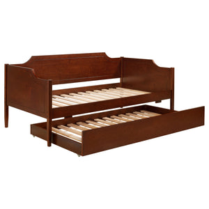 English Elm Cherry Cherry Wood Twin Daybed With Trundle — Romantic Cutouts, Rich Finish, Space-Saving Guest Solution B062S01313
