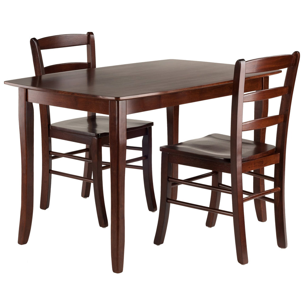 Winsome Wood Inglewood 3-piece Dining Set: Elegant Walnut Table & Ladder-back Chairs For Modern Homes & Durability Walnut Solid Wood 94319-winsome-wood