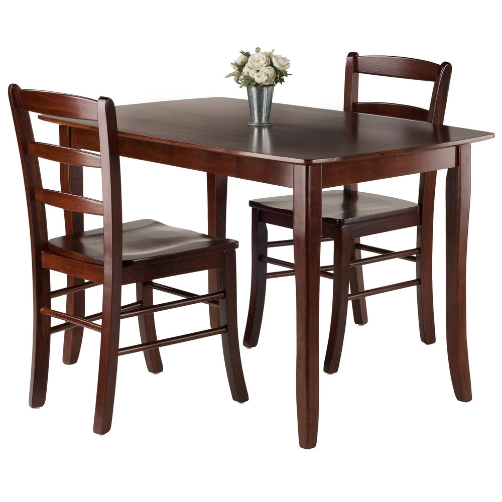 Winsome Wood Inglewood 3-piece Dining Set: Elegant Walnut Table & Ladder-back Chairs For Modern Homes & Durability Walnut Solid Wood 94319-winsome-wood