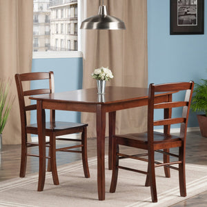 Winsome Wood Inglewood 3-piece Dining Set: Elegant Walnut Table & Ladder-back Chairs For Modern Homes & Durability Walnut Solid Wood 94319-winsome-wood