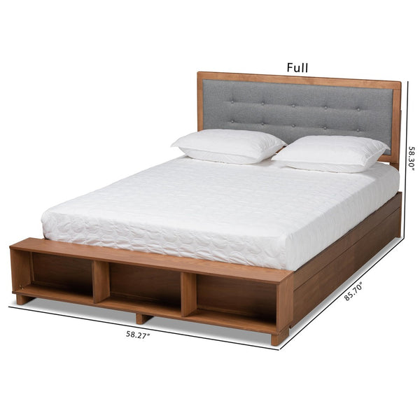 Baxton Studio Baxton Studio Cosma Modern Platform Bed with Storage, Adjustable Headboard & Cozy Upholstered Design Dark Gray / Full Size Cosma-Dark Grey/Ash Walnut-Full