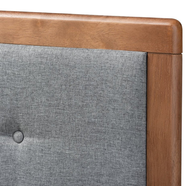 Baxton Studio Baxton Studio Cosma Modern Transitional King Platform Storage Bed with Upholstered Headboard & Drawers Dark Gray Cosma-Dark Grey/Ash Walnut-King