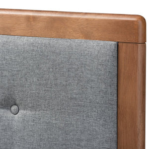 Baxton Studio Baxton Studio Cosma Modern Platform Bed with Storage, Adjustable Headboard & Cozy Upholstered Design Dark Gray / Full Size Cosma-Dark Grey/Ash Walnut-Full