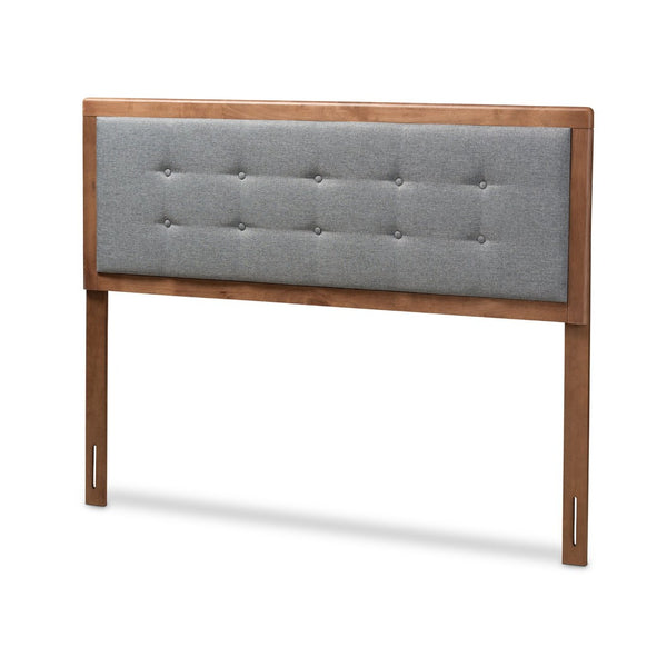 Baxton Studio Baxton Studio Mid-Century Modern Full Size Headboard with Button Tufting and Custom Height Options Sarine Dark Full MG97053-Dark Grey/Ash Walnut-HB-Full