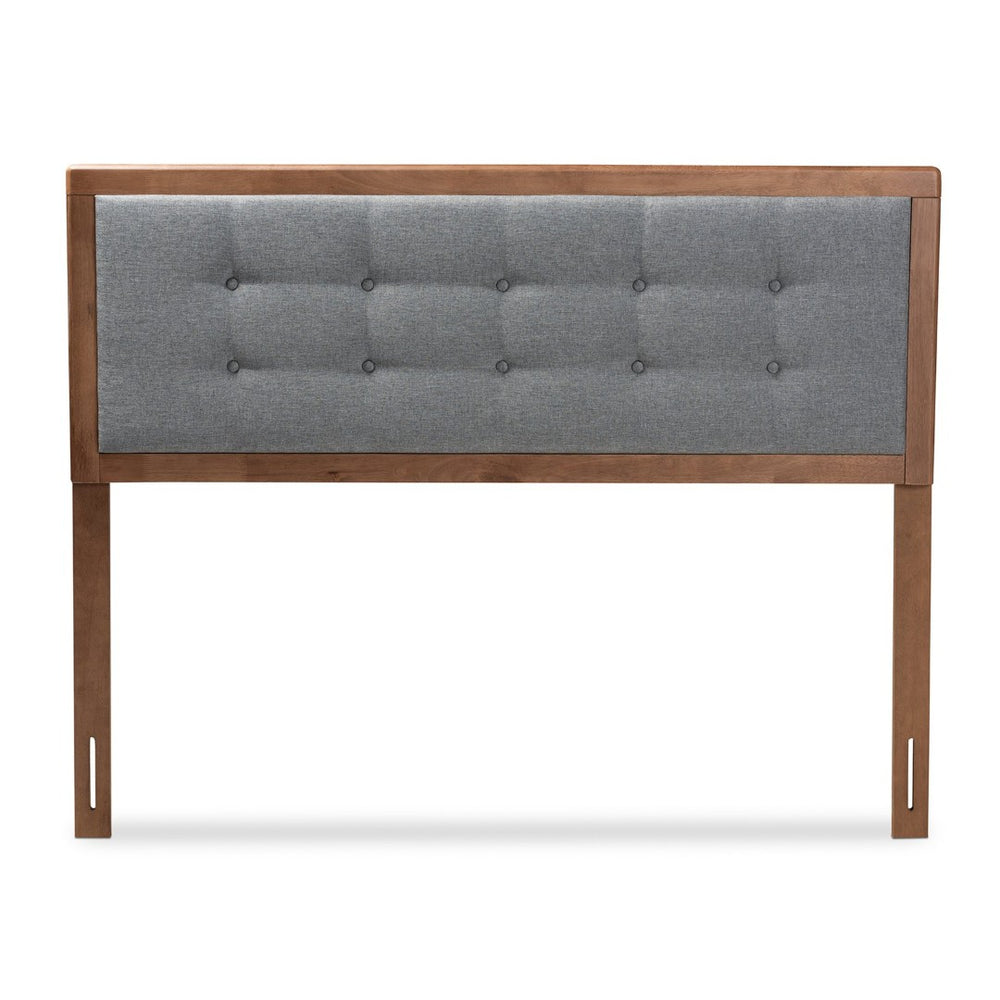 Baxton Studio Baxton Studio Mid-Century Modern Full Size Headboard with Button Tufting and Custom Height Options Sarine Dark Full MG97053-Dark Grey/Ash Walnut-HB-Full