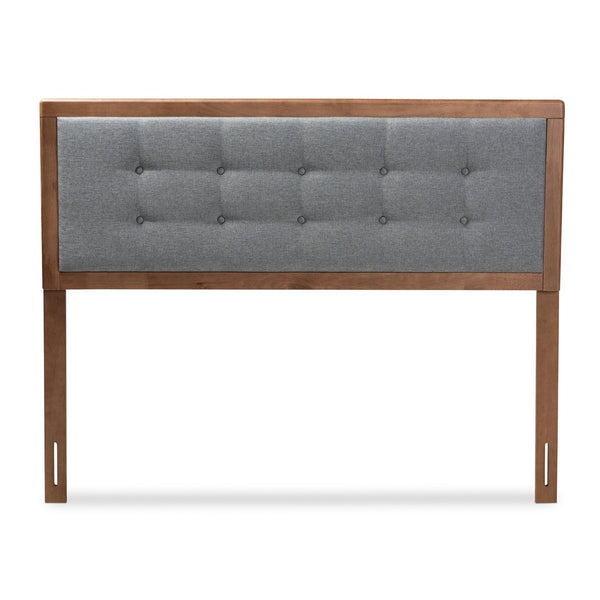 Baxton Studio Baxton Studio Mid-Century Modern Full Size Headboard with Button Tufting and Custom Height Options Sarine Dark Full MG97053-Dark Grey/Ash Walnut-HB-Full