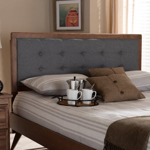 Baxton Studio Baxton Studio Mid-Century Modern Full Size Headboard with Button Tufting and Custom Height Options Sarine Dark Full MG97053-Dark Grey/Ash Walnut-HB-Full