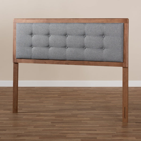 Baxton Studio Baxton Studio Mid-Century Modern Full Size Headboard with Button Tufting and Custom Height Options Sarine Dark Full MG97053-Dark Grey/Ash Walnut-HB-Full
