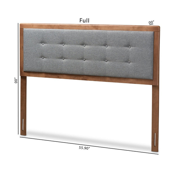 Baxton Studio Baxton Studio Mid-Century Modern Full Size Headboard with Button Tufting and Custom Height Options Sarine Dark Full MG97053-Dark Grey/Ash Walnut-HB-Full