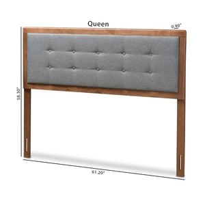 Baxton Studio Baxton Studio Mid-Century Modern Full Size Headboard with Button Tufting and Custom Height Options Sarine Dark Full MG97053-Dark Grey/Ash Walnut-HB-Full