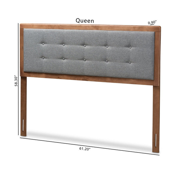Baxton Studio Baxton Studio Mid-Century Modern Full Size Headboard with Button Tufting and Custom Height Options Sarine Dark Full MG97053-Dark Grey/Ash Walnut-HB-Full