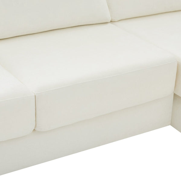 English Elm L-shaped Chenille Sectional Sofa with Deep Modular Seating and Layered Cushion Comfort Beige N763S000090A