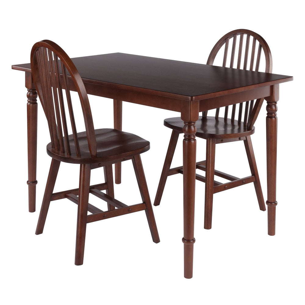 Winsome Wood Ravenna 3-piece Vintage Dining Set With Windsor Chairs, Solid Wood, Rich Walnut Finish, Farmhouse Style Walnut Solid Wood 94324-winsome-wood