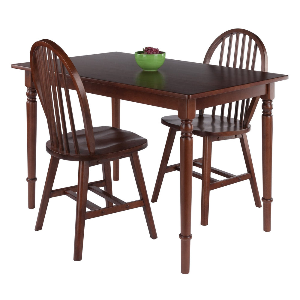 Winsome Wood Ravenna 3-piece Vintage Dining Set With Windsor Chairs, Solid Wood, Rich Walnut Finish, Farmhouse Style Walnut Solid Wood 94324-winsome-wood