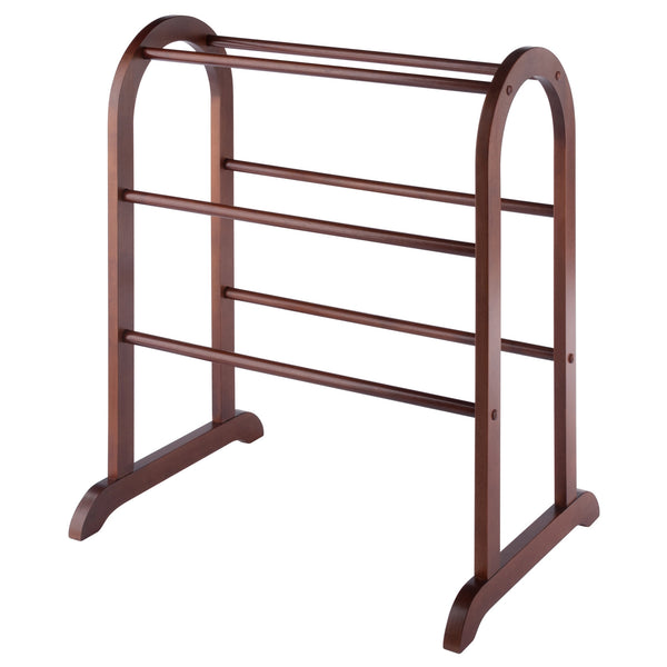 Winsome Wood Eleanor Quilt Rack - Elegant Walnut Blanket Holder With 6 Rungs, Perfect For Farmhouse Décor Walnut Solid Wood 94326-winsome-wood