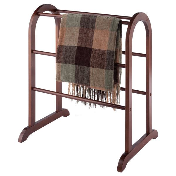 Winsome Wood Eleanor Quilt Rack - Elegant Walnut Blanket Holder With 6 Rungs, Perfect For Farmhouse Décor Walnut Solid Wood 94326-winsome-wood