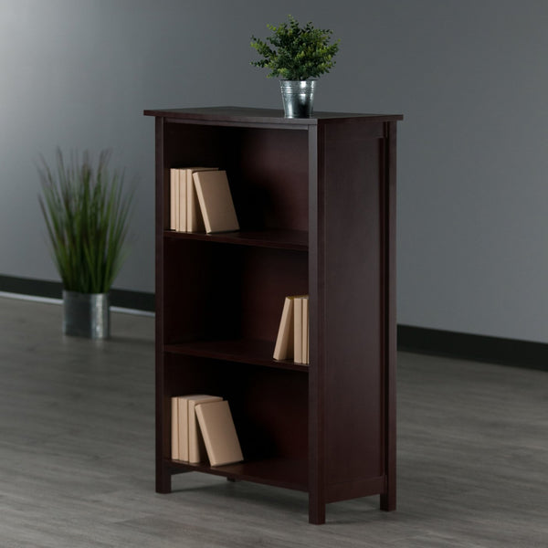 Winsome Wood Milan 3-section Bookshelf In Rich Walnut – Stylish Storage Solution For Books And Collectibles Walnut Solid ,Composite Wood 94328-winsome-wood