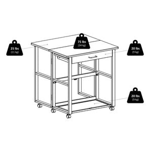 Winsome Wood Fremont 3-piece Space Saver Set With Tuck-away Stools, Rolling Casters & Stylish Walnut Finish Walnut Solid ,Composite Wood 94331-winsome-wood