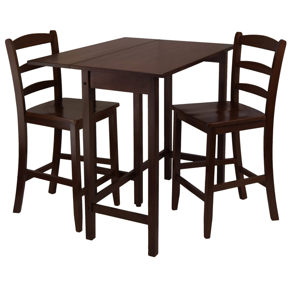 Winsome Wood Lynnwood 3-piece Drop Leaf Dining Set With Stylish Ladder-back Stools For Small Spaces, Walnut Finish Walnut Solid ,Composite Wood 94334-winsome-wood