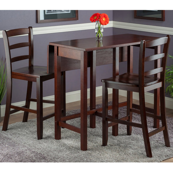 Winsome Wood Lynnwood 3-piece Drop Leaf Dining Set With Stylish Ladder-back Stools For Small Spaces, Walnut Finish Walnut Solid ,Composite Wood 94334-winsome-wood