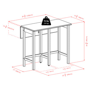 Winsome Wood Lynnwood 3-piece Drop Leaf Dining Set With Stylish Ladder-back Stools For Small Spaces, Walnut Finish Walnut Solid ,Composite Wood 94334-winsome-wood