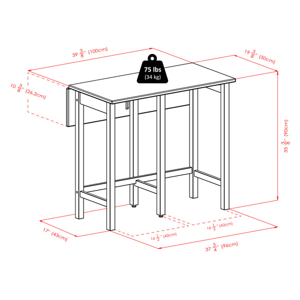 Winsome Wood Lynnwood 3-piece Drop Leaf Dining Set With Stylish Ladder-back Stools For Small Spaces, Walnut Finish Walnut Solid ,Composite Wood 94334-winsome-wood