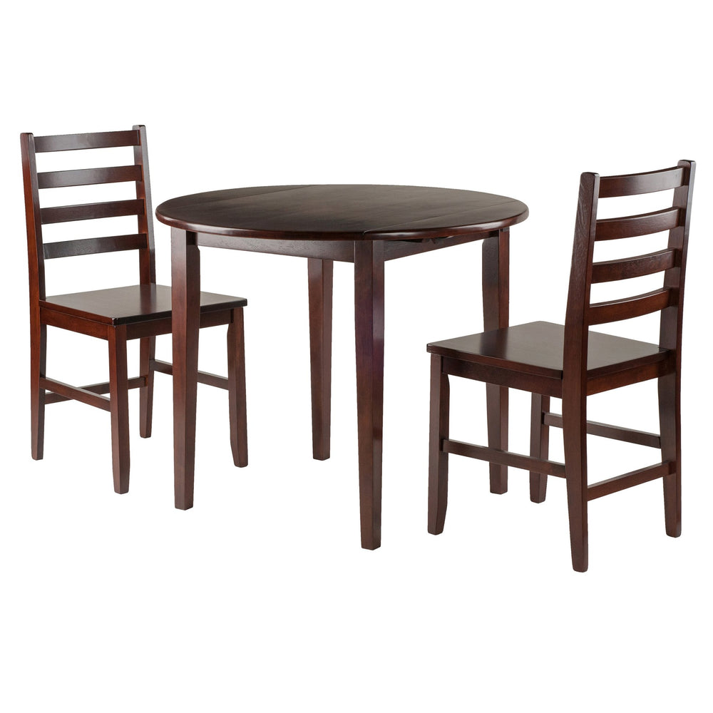 Winsome Wood Clayton 3-piece Drop Leaf Dining Set With Stylish Ladder-back Chairs In Rich Walnut Finish Walnut Solid ,Composite Wood 94335-winsome-wood