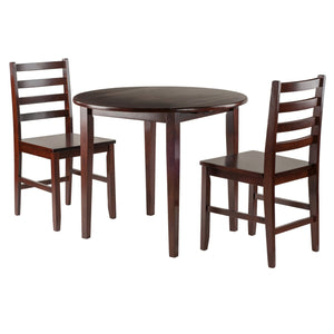 Winsome Wood Clayton 3-piece Drop Leaf Dining Set With Stylish Ladder-back Chairs In Rich Walnut Finish Walnut Solid ,Composite Wood 94335-winsome-wood