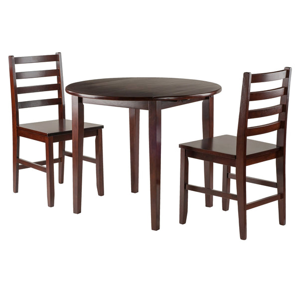Winsome Wood Clayton 3-piece Drop Leaf Dining Set With Stylish Ladder-back Chairs In Rich Walnut Finish Walnut Solid ,Composite Wood 94335-winsome-wood
