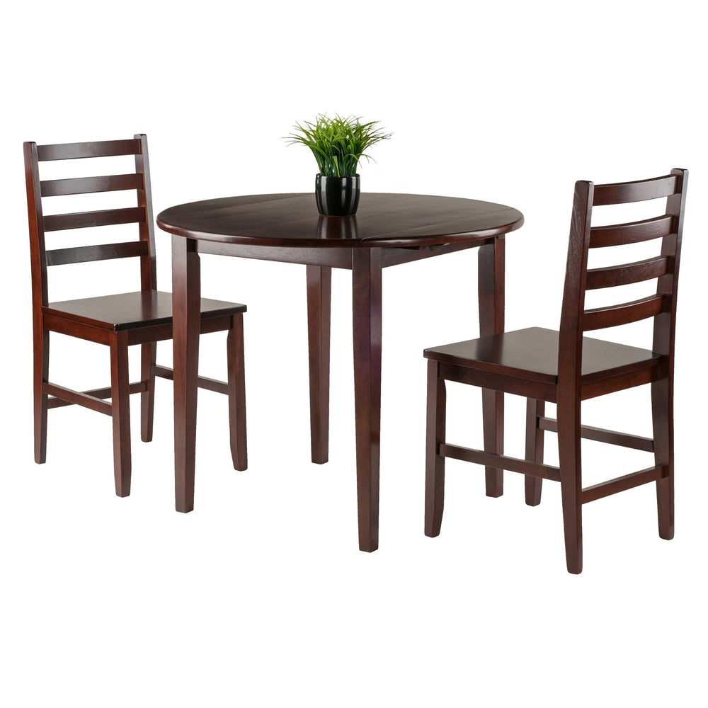 Winsome Wood Clayton 3-piece Drop Leaf Dining Set With Stylish Ladder-back Chairs In Rich Walnut Finish Walnut Solid ,Composite Wood 94335-winsome-wood