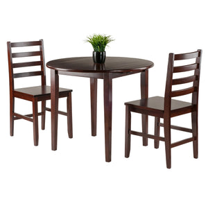 Winsome Wood Clayton 3-piece Drop Leaf Dining Set With Stylish Ladder-back Chairs In Rich Walnut Finish Walnut Solid ,Composite Wood 94335-winsome-wood