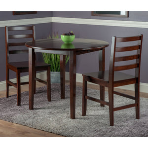 Winsome Wood Clayton 3-piece Drop Leaf Dining Set With Stylish Ladder-back Chairs In Rich Walnut Finish Walnut Solid ,Composite Wood 94335-winsome-wood