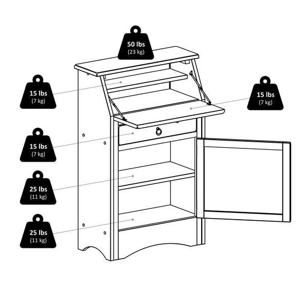 Winsome Wood Regalia Multifunctional Secretary Desk In Rich Walnut Finish - Stylish Storage For Home Office Spaces Walnut Solid ,Composite Wood 94339-winsome-wood