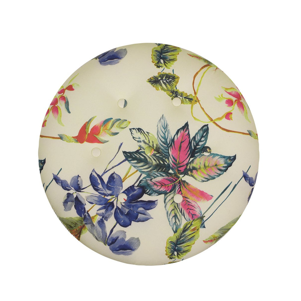 English Elm Jennifer Taylor Home - Yolanda 24" Round Accent Ottoman - Beige Floral Upholstery With Ivory Trim For Elegant Living Spaces B2719P238161