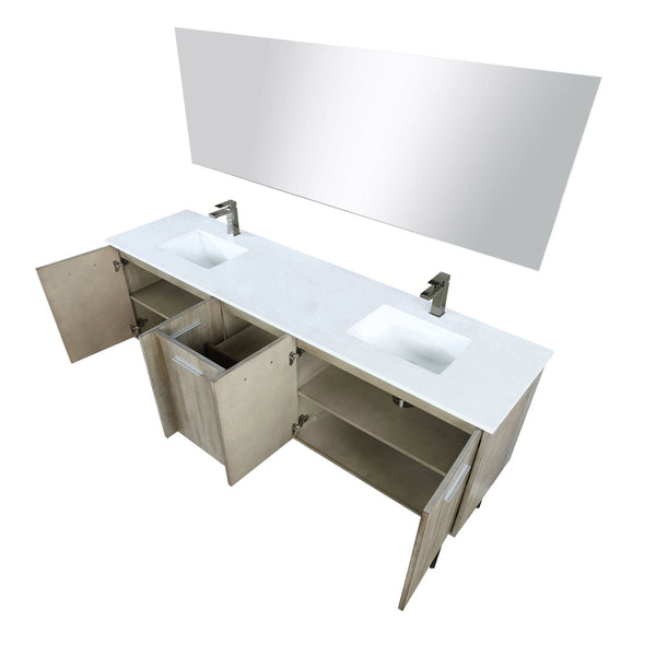English Elm Rustic Acacia Double Bath Vanity Set With Cultured Marble Top, Gun Metal Faucet & 70" Mirror P1 B2731S01791-GIGA