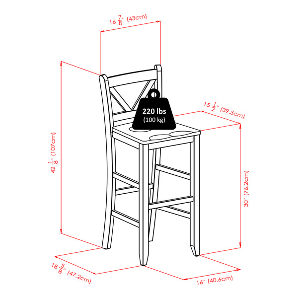 Winsome Wood Parkland 3-piece Walnut High Table Set With V-back Bar Stools - Perfect For Cozy Dining Spaces! Walnut Solid Wood 94348-winsome-wood