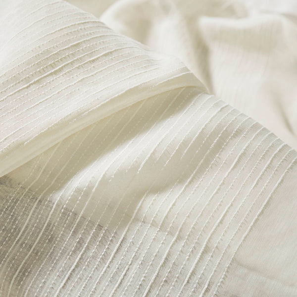 JLA Home Madison Park - Sheer Lightweight Shower Curtain Panel — Soft White Striped Texture, Light-Filtering, Machine-Washable Elegance Ivory MP70-8809
