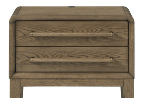 English Elm Small Nightstand with Elm Veneer Finish, Peppercorn Tone, Two Smooth-Glide Drawers for Teens & Guests Light Brown 27 L x 20.5 W x 18 H B2699P401425