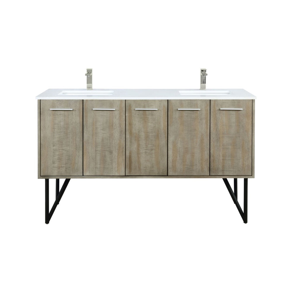 English Elm Rustic Acacia Double Bath Vanity 60 In. W X 20 In. D With Cultured Marble Top & Soft-Close Features B2731P259700-GIGA