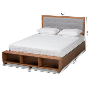 Baxton Studio Baxton Studio Cosma Modern Platform Bed with Storage, Adjustable Headboard & Cozy Upholstered Design Light / Queen Size Cosma-Light Grey/Ash Walnut-Queen